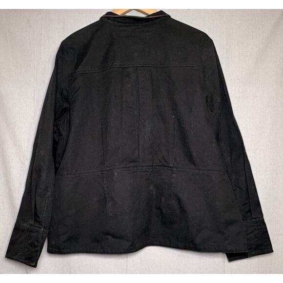 Y2K Tommy Hilfiger Jeans Black Denim Canvas Trucker Jacket Woman's Sz 1X - Picture 2 of 5